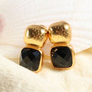 Julie Vos Gold Catalina Obsidian Black Earrings